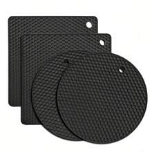 4pcs Silicone Mats, Heat Resistant Table Coasters & Jar Mats, Suitable For Tabletop And Desk, Multi-Purpose , Perfect For Kitchen Essentials