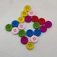 50 stuks gemengde kleuren 1,15 cm/1,5 cm houten knoop met 4 gaten, ronde houten knoop, doe-het-zelf knutselwerkjes en kledingdecoratie