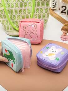 1 件可爱卫生巾收纳袋，大容量便携式月经垫盒，迷你零钱包钥匙扣