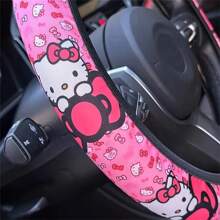 Sanrio (Authorized) Sanrio Hello Kitty Car Steering Wheel Cover - Elastic Fit, No Inner Ring, Polyester Material, 14.96-Inch Car Interior Accessories, SANRIO