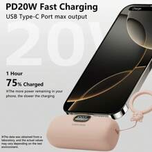 Power Bank Suitable For Summer Holiday Outdoor Travel/Camping And Emergency Backup Mobile Power Supply Gifts For Family, Friends, Birthday Power Display, Portable Charger - Pink - View 4