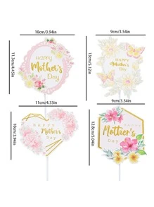10 piezas de decoraciones en forma de tarjeta para pasteles para el Día de la Madre, aptas para reuniones familiares, fiestas familiares interiores y exteriores, insertos creativos de tarjetas para pasteles del Día de la Madre, estilos variados, enviados al azar