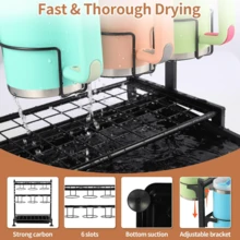 NetHong Water Bottle Organizer Rack For StanIey Cup 40oz Tumbler With Handle, Multifunction Pantry Kitchen Cabinet Organizers And Storage Holder For StanIey Cup Accessories Kitchen Utensils - Black - View 9