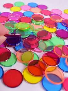 100pcs 19mm Colorful Clear Bingo Markers, Bingo Chips Tokens,Texas Hold 'em Poker,8 Assorted Colors: Orange, Yellow, Blue, Green, Red, Purple, Pink, Rose (Each 3/4 Inch Diameter) PVC, Bulk, Raffle Tickets, Bingo Dogs, Lottery Tickets, Bingo Chips ,Ping Pong Balls,Monopoly,Bingo And Friends,Ping Pong Ball, Chips,Monopoli