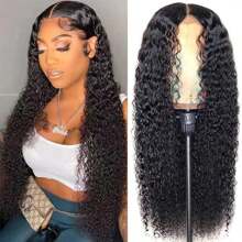 VIOLLY 200 密度巴西原生发 13x4 大面积蕾丝前部手工编织人发混合假发黑色卷发假发，带有天然婴儿头发深波浪前部湿发和波浪假发适合日常或节日场合佩戴 - 自然色&黑色系 - 查看 6