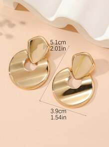 1 Pair Fashionable Geometric Pattern Metallic Smooth Dangle Earrings, Elegant & Charming For Women