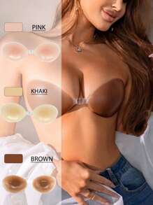 Silicone Comfort Invisible Breast Patch, Strapless, Reusable Invisible Trackless, Sweatproof And Easy To Wear Invisible Breast Patch Style Can Be Selected, Suitable For Fashion Wear, Dating, Seaside Play, Wedding, Salon Party