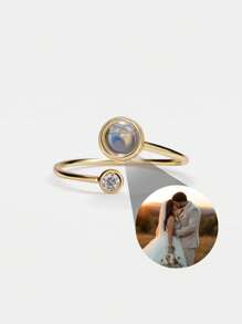 Customized Women's Projection Ring, Personalized Photo Projection Ring, Minimalist Sparkling Zirconia Photo Projection Ring, Adjustable Women's Ring, Bridesmaid Jewelry, Wedding Commemorative Ring, Adjustable Open Girlfriend Gift Ring