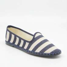Women's Casual Simple Striped Loafers - Navy Blue - View 3