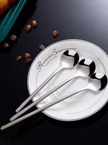 6 pièces Cuillères rondes en acier inoxydable, grandes cuillères à soupe, cuillères rondes pour marmite en pierre, grandes cuillères à café rondes