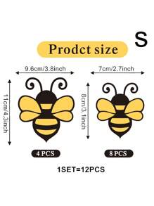 Juego de pegatinas decorativas de pared con temática de abeja para el Día de la Independencia, la temporada de cosecha y el festival de abejas, que incluye letras del alfabeto de abeja en 3D, decoración de pared, joyas de dibujos animados, decoración de pared creativa en negro y dorado, decoración de habitación con tema de abeja, decoración de pared para el hogar, pegatinas de pared para la cocina