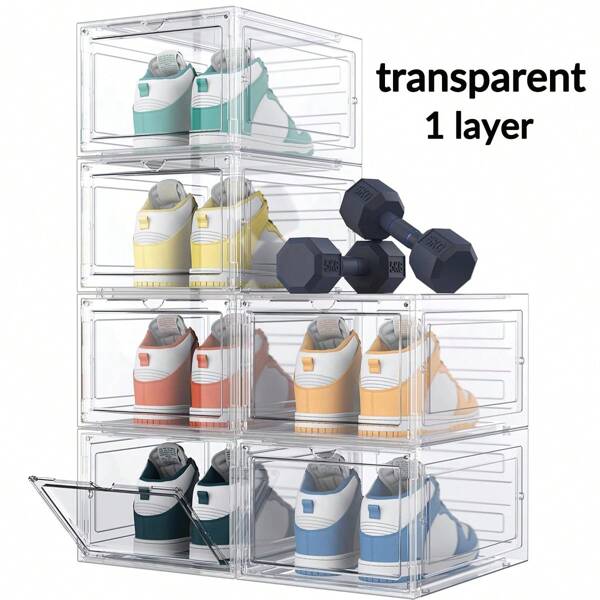 Foldable Shoe Box 1pc 6-Layer Free Installation Folding Shoe Box, Breathable Shoe Container, Plastic Shoe Cabinet, Dustproof Home Storage Box Large Capacity Space Saving Device