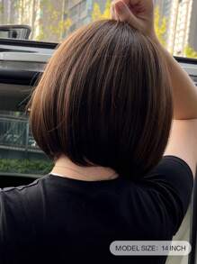 Tóc giả bob màu nâu đậm 14 inch có mái, chất liệu tổng hợp chịu nhiệt, kiểu dáng tự nhiên, phù hợp cho nữ giới sử dụng hàng ngày, dự tiệc và cosplay. (Vui lòng lưu ý cách đội và bảo quản. Do ánh sáng và góc chụp, màu sắc thực tế của sản phẩm có thể hơi khác so với hình ảnh.) - màu nâu - Xem 6