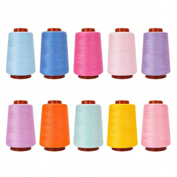 10 Stücke Nähgarn, Allzweck Nähgarn, 10 Spulen sortierte Farben, jeweils 732 Meter Polyester Fäden für Nähmaschine, Handstickerei, Quilten, Overlock