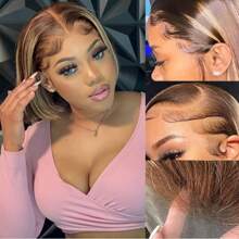 Highlight Ombre Bob Wig Human Hair 4/27 Highlight Honey Blonde Lace Front Bob Wigs Human Hair 200% Density Wigs Human Hair Pre Plucked 13x4 HD Lace Front Wigs Human Hair For Women 8-16 Inches - S4/27 - 查看 2
