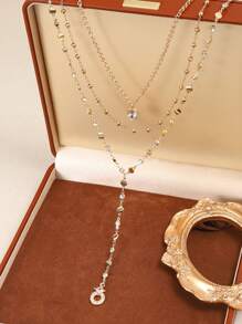 Vogue Whisper 1 pieza Collar en forma de Y multicapa dorado de estilo minimalista y elegante para mujer, adecuado como regalo de cumpleaños y para uso diario