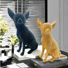 1 Piece Resin Chihuahua Statue Desktop Decorative Artwork, Hand-Beaded Dog, Interior And Living Room Decor, Study, Bedroom, Office Shelf Decor, Holiday Gift For Pet Lovers.