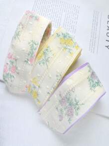 1pc Hollow Floral Chiffon Ribbon Fabric, DIY Sewing Accessories, Garment Decor, Bowknot