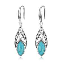 Pendientes colgantes de ópalo para mujer, pendientes de plata de ley 925 con nudo celta, pendientes de gancho para pesca, joyas de cumpleaños como regalo para ella