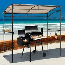 Lifezeal 7'x4.5' Grill Gazebo Outdoor Patio Garden BBQ Canopy Shelter Storage Hook - Beige - View 2