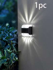 4-Piece Outdoor Solar Up And Down Refraction Wall Light, Up And Down LED Solar Wall Light, Yellow Light/White Light Options, Suitable For Decks, Fences, Walls, Gardens, Backyards, Light Sensor Control (Solar Powered)