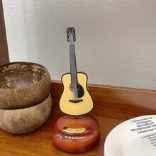 1PC Exquisite Rotating Guitar Music Box - Delicate Handcrafted Design, Soothing Melodies, Perfect For Home, Office, Or Bookroom Decoration, Suitable For Ages 14 And Up, Unique Gift Idea