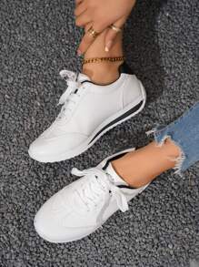 New Summer White Leather Casual Sneakers, Non-Slip Soft Bottom Lightweight Running Sport Shoes
