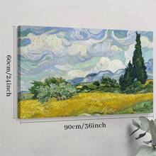1pc Framed Canvas Poster Spring Green Field Vintage Wall Art Canvas Paintings Ideal Gift For Bedroom Living Room Corridor Wall Art Wall Decor Room Decoration Ready To Hang - 紫色 - 查看 9