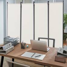 Room Or Office Divider, 1-4 Panel Room Divider And Folding Privacy Screen, Fabric Partition, Noise Reduction And Room Divider, With Or Without Wheels, For Office, Bedroom, Dining Room, Study, Freestanding, Black, White, Light Grey, Beige, Light Blue, Brown Or Dark Grey - 88*67.5inch, White, 4 Panels - View 9