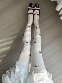 1pc hartvormige panty, schattige witte panty, modieuze skinny leggings