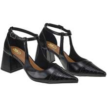 Buckle Strap Pumps Designed Toe High Heel Comfortable Formal Shoes 18300 - Black - View 3