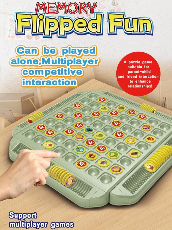 Neues Flip & Match Memory-Spiel für 4 Spieler, Tabletop Competitive Match Challenge, Eltern-Kind-Interaktion, Konzentrationstraining, Puzzle-Brettspiel