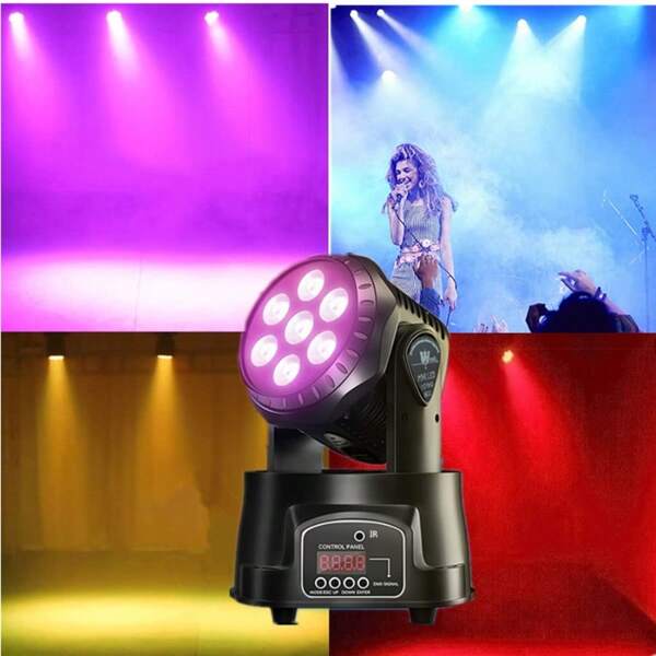 7*3W Shaking Head Lights Atmosphere Lights KTV Disco Party Lights Flash Beam Lights Par Lights Voice Controlled DJ Strobe Lights Stage Lighting Wedding Club Performance Party Atmosphere Lights Christmas Halloween Birthday Light Show