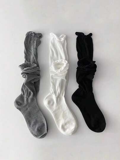 3/1 Par de Calcetines por encima de la rodilla para mujeres, Calcetines tubo hasta la pantorrilla para primavera y verano, Medias altas estilo JK, Dos estilos de uso, Adecuadas para fiestas y vacaciones