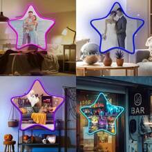 1PC Customizable Personalized Star Shaped UV Printed Neon Lights, Photo LED Logos, USB Powered Adjustable Brightness Hanging Neon Lights, Suitable For Bedrooms, Bars, Restaurants, Art Galleries, Game Rooms, Dressing Rooms, Party Decorations, And Perfect Birthday And Holiday Gifts For Friends, Family, Sons, And Daughters.