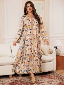 Women's Turkish Elegant Maxi Dress & Arabic Traditional Long Robe With Applique Decoration,Kaftan & Jalabiya - Color - View 6