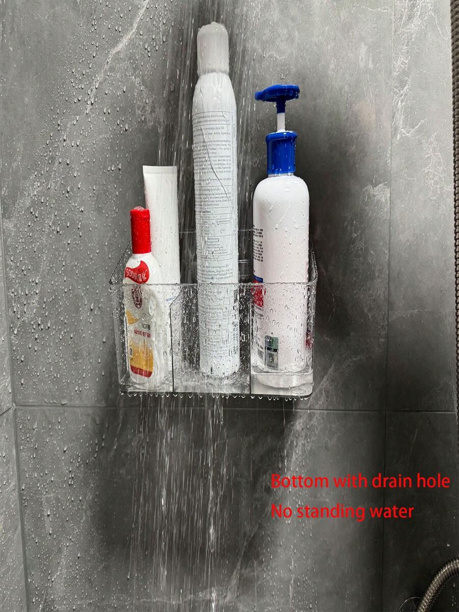 1pc Rectangular Transparent Wall Mounted Storage Box - Self-Adhesive Makeup Brushes, Lipstick And Pen Organizer Box - Perfect For Bathroom And Home Office