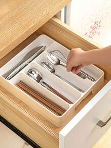 1pc/5 intervalos bandeja organizadora de gaveta de talheres, armazenamento de talheres de plástico para gaveta de cozinha, divisor de suporte de talheres e utensílios para colheres, garfos, facas, utensílios de mesa, organizador de utensílios, organizador de colheres, organizador de cozinha