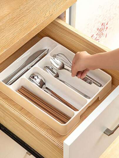 1 件/5 间隔银器抽屉整理托盘，厨房抽屉塑料餐具收纳，餐具和餐具架分隔器，用于勺子叉子刀餐具，餐具收纳勺子收纳厨房收纳