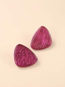 1 Pair Minimalist Handmade Polymer Clay Triangle Earrings With Metallic Glaze Effect, Modern Elegant Design Suitable For Vacation And Everyday Wear