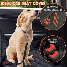 Protector de asiento de carro para perro, cubierta protectora impermeable y antideslizante para el asiento trasero, apta para la mayoría de autos, camionetas y SUVs, incluye apoyabrazos central - Negro