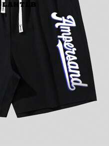 Men's Letter Print Crew Neck Short Sleeve Casual T-Shirt And Drawstring Waist Shorts Set, Summer