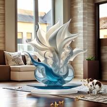 LIXUN 优雅的亚克力百合花瓶，配以鲜艳的蓝白波西米亚风格 2D 印花设计 - 母亲节、父亲节和礼物的理想选择 - 轻质亚克力材料。无需电源。 - 彩色 - 查看 4