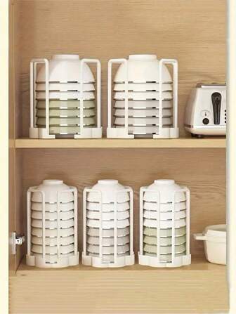 1pc Expandable Kitchen Organizer Rack With Drain Function - Plastic Dish, Cup And Utensil Storage Rack Suitable For Countertops And Outdoor Gatherings