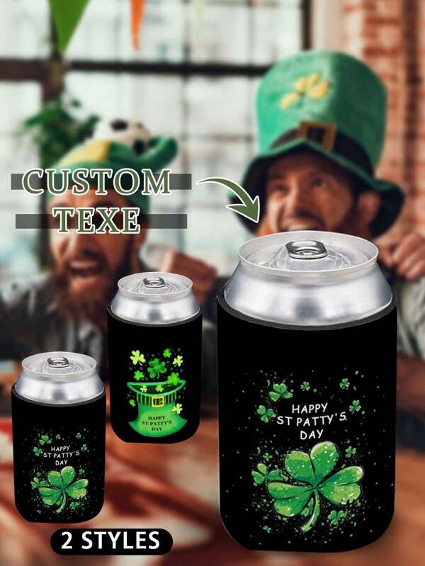 Portavasos personalizado tipo enfriador de cerveza para el Día de San Patricio, portavasos enfriador de cerveza personalizado, funda enfriadora de espuma personalizada para latas y botellas de bebida, regalo personalizado para el novio, padrino de boda, cumpleaños