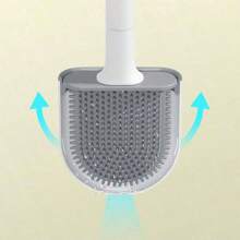1 pieza Cepillo de silicona para inodoro sin agujeros, cepillo de fregado para baño, cepillo de limpieza montado en la pared sin puntos ciegos, cepillo de limpieza doméstica
