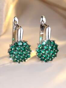 1 Par de Pendientes de Lujo con Circonita de Girasol y Copo de Nieve, Adecuados para Bodas, Damas de Honor, Esposa, Hija, Regalo del Día de San Valentín