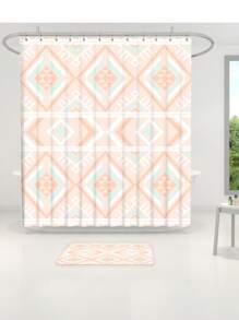 1pc/4pcs Bohemian Multifunctional Bathroom Decor Set: Waterproof Shower Curtain With 12 Hooks, Non-Slip Bath Mat, U-Shaped Floor Mat And Round Toilet Seat Cover, Applicable For Full Bathroom Scenarios
