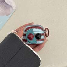 Vintage Brown & Blue Gemstone Handmade Sticker Transparentny pokrowiec na słuchawki + zestaw wiszących pierścieni, kompatybilny z Apple AirPods Pro2/AirPods Pro/AirPods 4/AirPods 3/AirPods 2