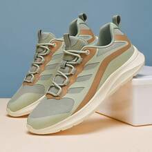Men's Mesh Breathable Travel Shoes, Lightweight Soft Sole Shock Absorbing Running Sneakers, Spring